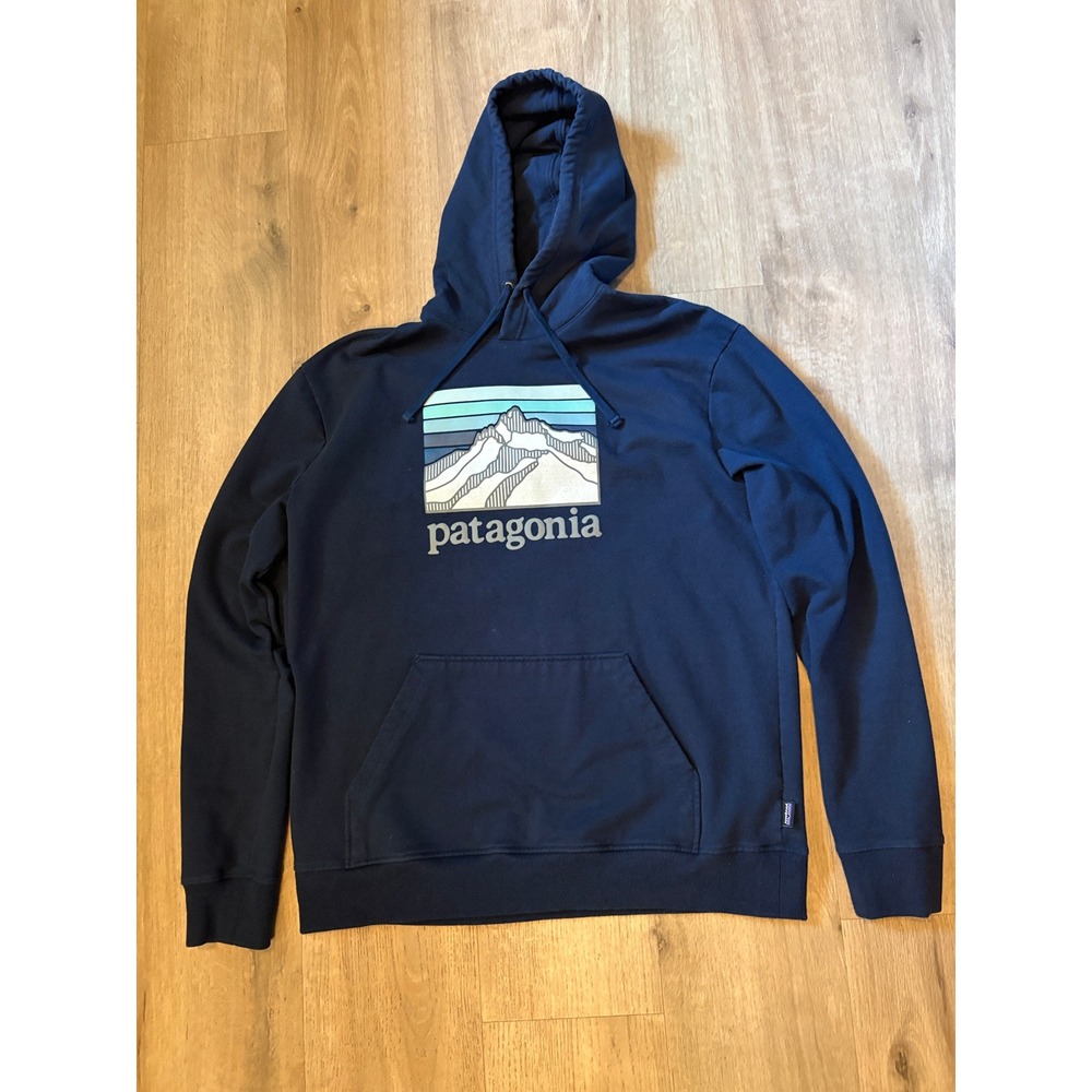 Patagonia Uprisal Hoodie L Navy Line Ridge Logo Stripe Gorpcore Pullover